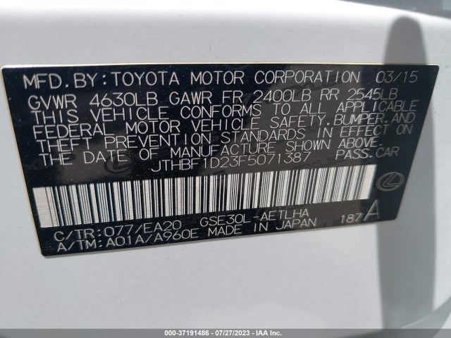Lexus IS 250 2015 JTHBF1D23F5071387 Image 15