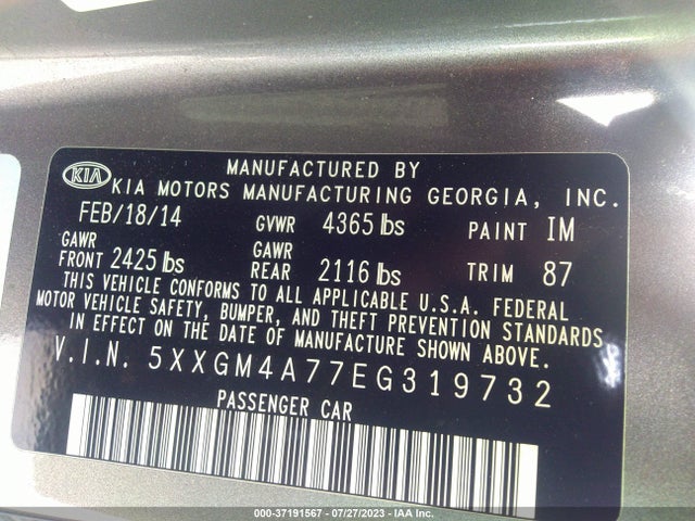 KIA Optima Lx 2014 5XXGM4A77EG319732 Image 10