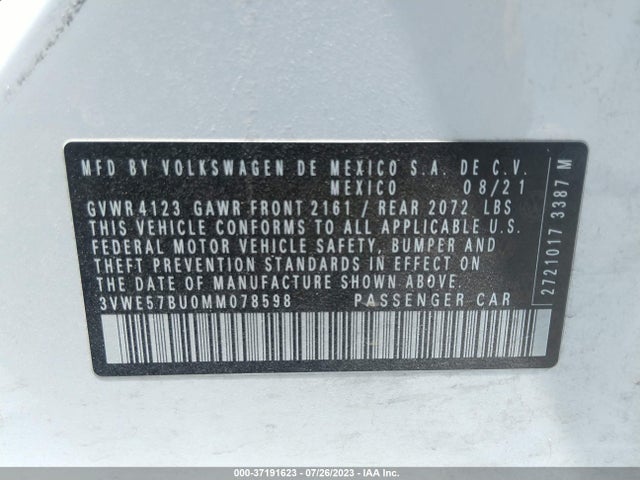 3VWE57BU0MM078598 Volkswagen JETTA SEL