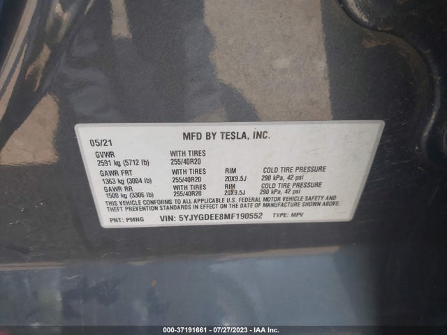 5YJYGDEE8MF190552 Tesla Model Y Long Range