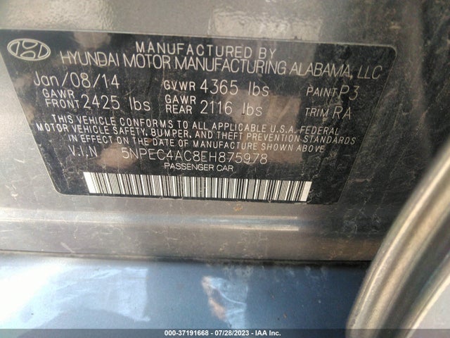 Hyundai SONATA SE 2014 5NPEC4AC8EH875978 Image 9