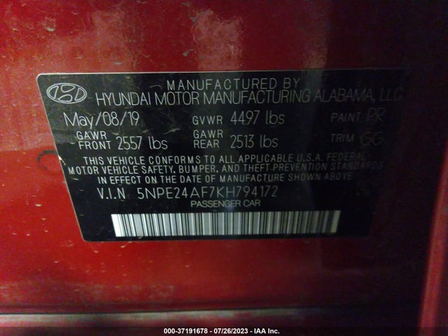 Hyundai SONATA SE 2019 5NPE24AF7KH794172 Image 9
