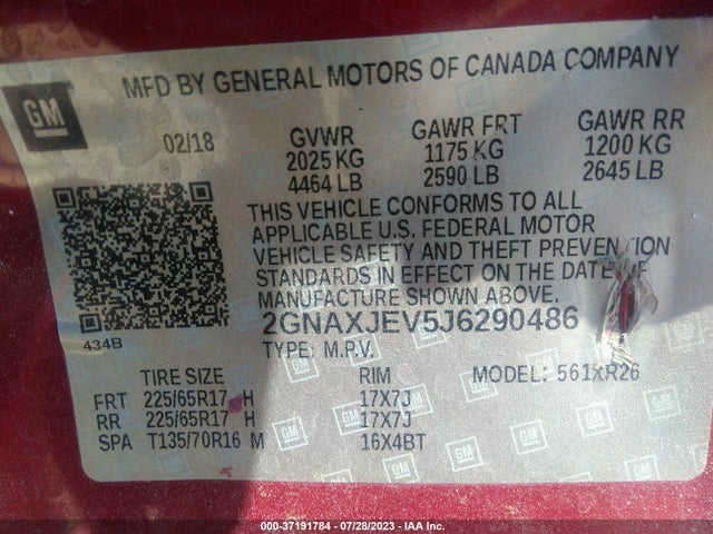Chevrolet EQUINOX LT 2018 2GNAXJEV5J6290486 Image 9
