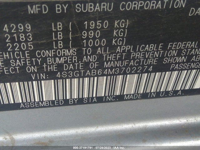 Subaru Impreza 2021 4S3GTAB64M3702274 Image 15