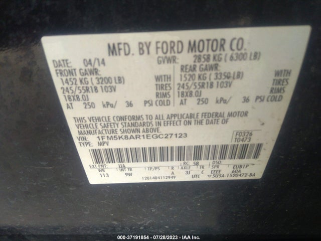 Ford UTILITY POLICE 2014 1FM5K8AR1EGC27123 Image 15