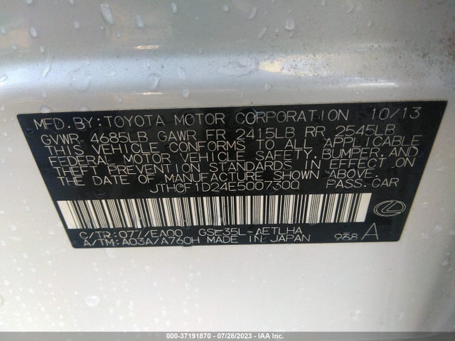 Lexus IS 250 2014 JTHCF1D24E5007300 Image 9