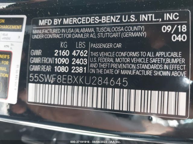 55SWF8EBXKU284645 Mercedes-Benz C-class C 300