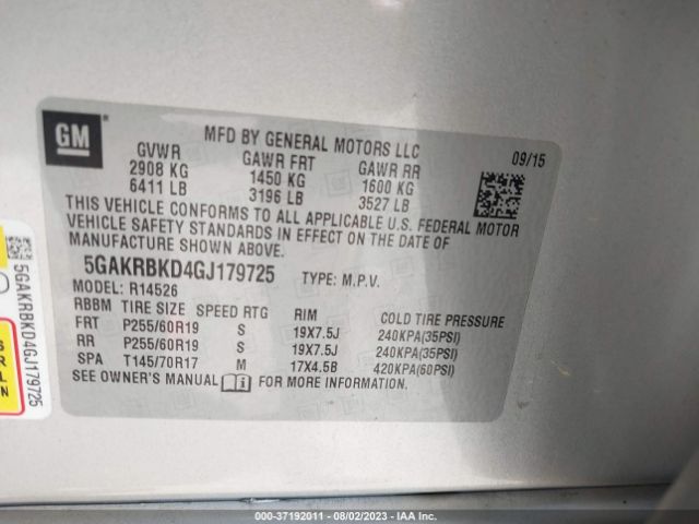 5GAKRBKD4GJ179725 Buick Enclave Leather