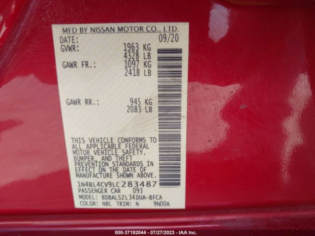 1N4BL4CV9LC283487 Nissan Altima 2.5 Sr