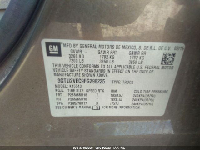 3GTU2VEC9FG298225 GMC Sierra 1500 Slt