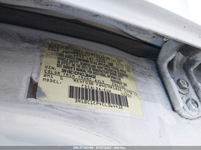 2012 NISSAN VERSA S VIN: 3N1BC1CP4CL364432