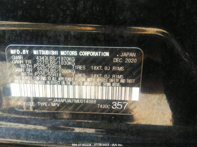 JA4APUAU1MU014068 Mitsubishi Outlander Sport Es/le/be/s