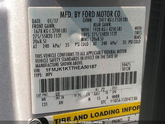 1FMJK1KT7HEA50187 Ford Expedition El Limited