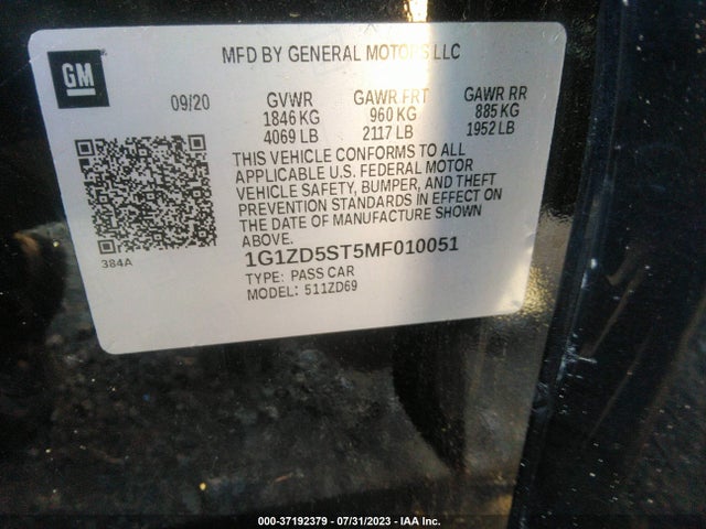 Chevrolet MALIBU LT 2021 1G1ZD5ST5MF010051 Image 9