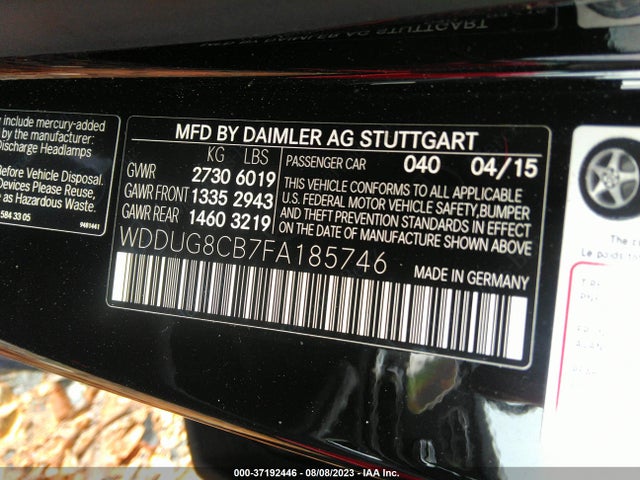 2015 MERCEDES-BENZ S-CLASS S 550 VIN: WDDUG8CB7FA185746
