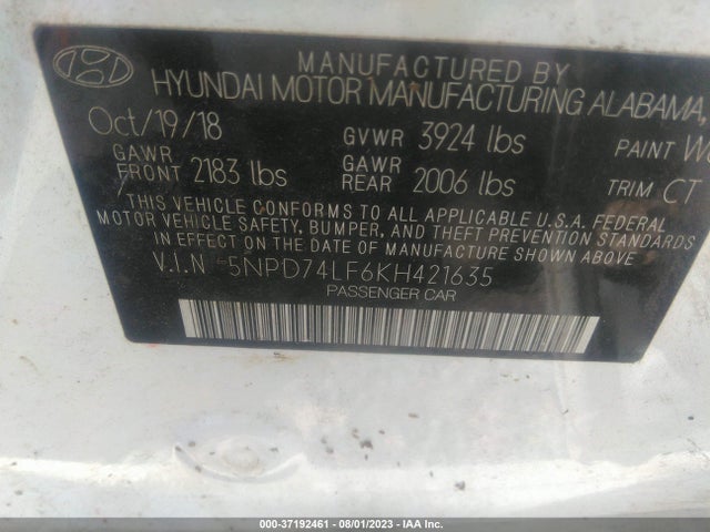 Hyundai ELANTRA SE 2019 5NPD74LF6KH421635 Image 15