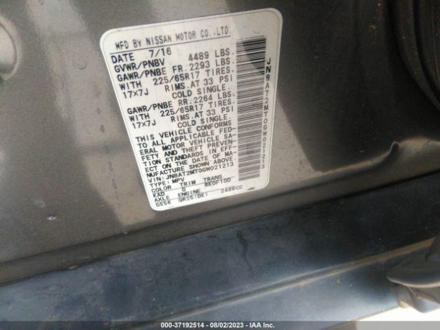 JN8AT2MT0GW021213 Nissan ROGUE S