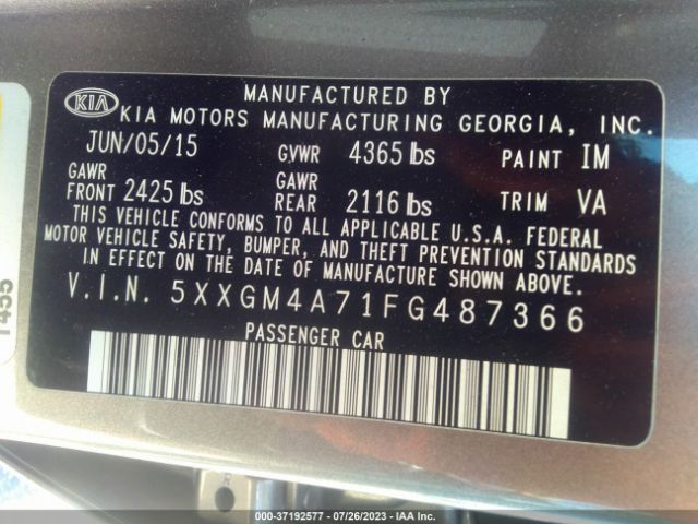 5XXGM4A71FG487366 KIA Optima Lx
