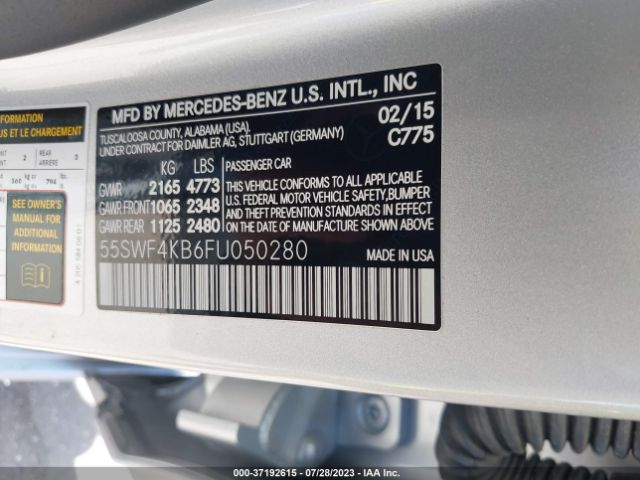 55SWF4KB6FU050280 Mercedes-Benz C-class C 300
