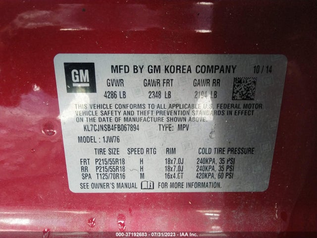 Chevrolet TRAX LTZ 2015 KL7CJNSB4FB067894 Image 9