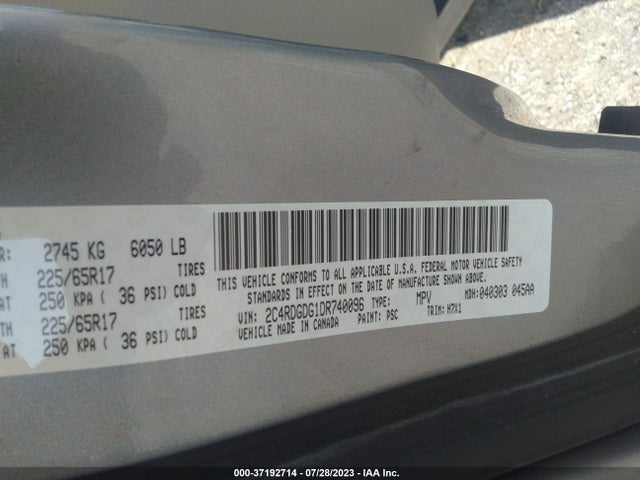 2013 DODGE GRAND CARAVAN CREW VIN: 2C4RDGDG1DR740096