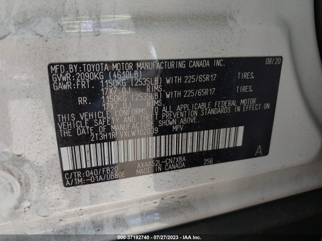 Toyota RAV4 LE 2020 2T3H1RFVXLW102039 Image 16