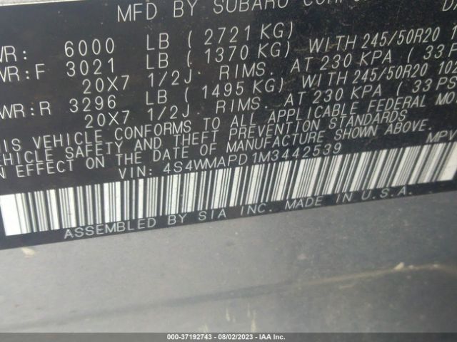 4S4WMAPD1M3442539 Subaru Ascent Limited