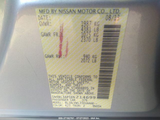 1N4BL3AP1EN214699 Nissan Altima 3.5 Sl