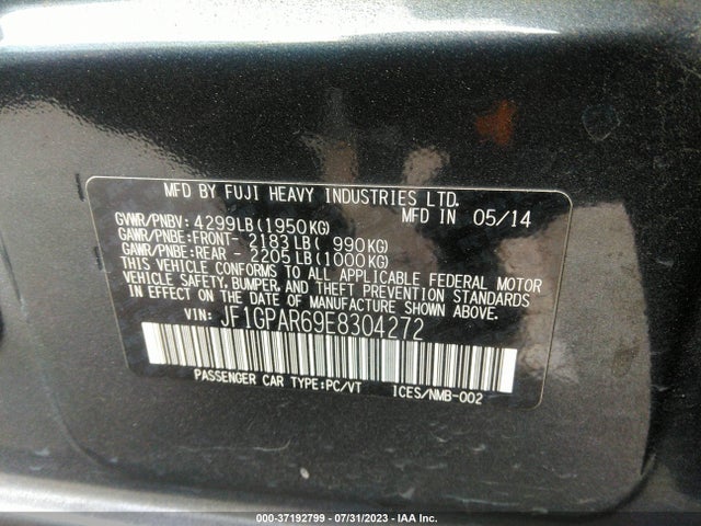 JF1GPAR69E8304272 Subaru Impreza Wagon 2.0i Sport Limited