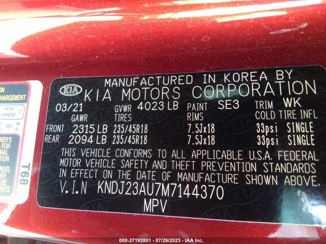 KIA Soul X-line 2021 KNDJ23AU7M7144370 Image 9