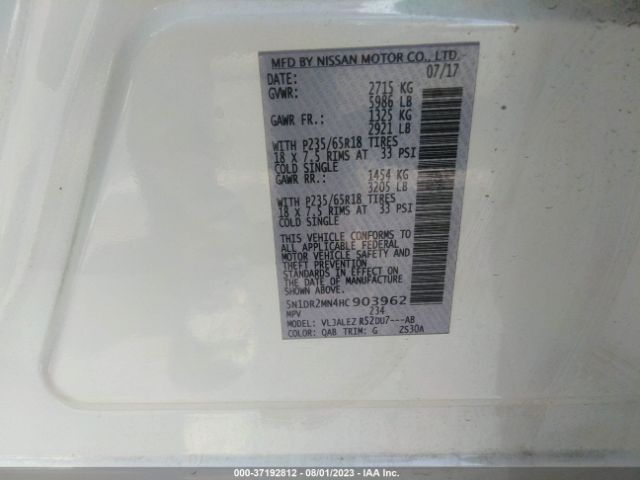 5N1DR2MN4HC903962 Nissan Pathfinder Sv