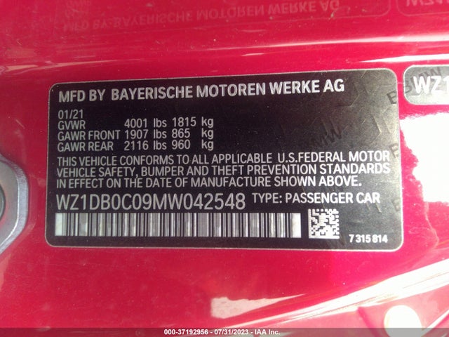 2021 Toyota Supra, VIN: WZ1DB0C09MW042548