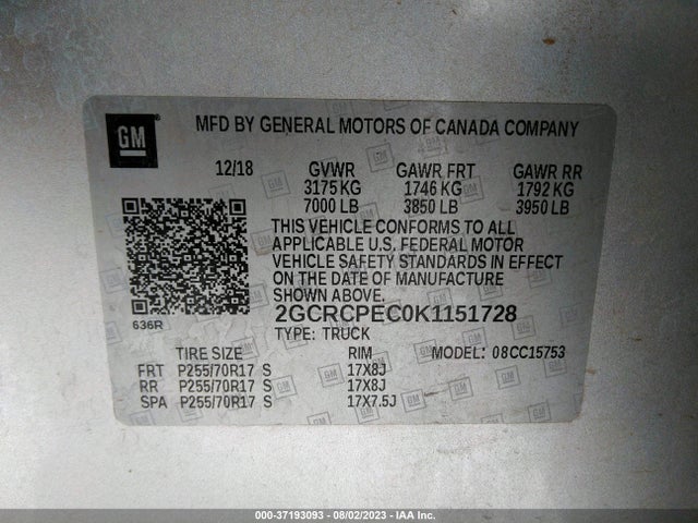 Chevrolet Silverado 1500 Ld Lt 2019 2GCRCPEC0K1151728 Image 9