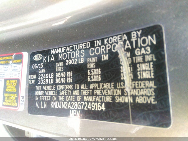 KIA Soul Base 2016 KNDJN2A28G7249164 Image 9