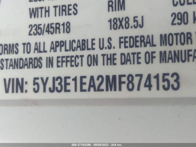 5YJ3E1EA2MF874153 Tesla Model 3 Standard Range Plus