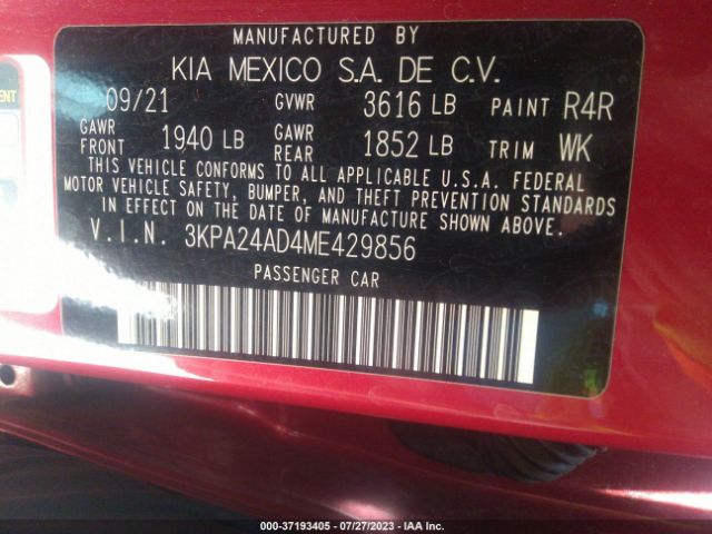 3KPA24AD4ME429856 KIA RIO S