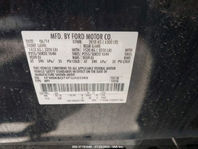 1FM5K8GT9FGA03389 Ford EXPLORER SPORT
