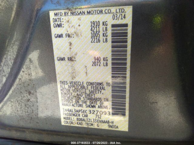 1N4AL3AP5EC327093 Nissan Altima 2.5 Sv
