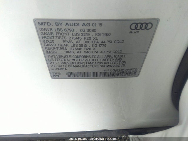 WA1LGAFE3FD015363 Audi Q7 3.0t Premium Plus