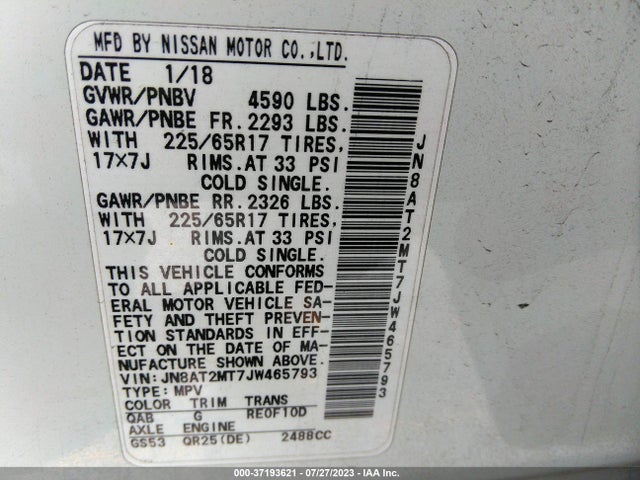 Nissan ROGUE SV 2018 JN8AT2MT7JW465793 Image 9