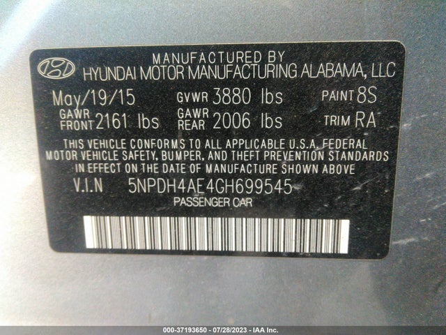 Hyundai Elantra 2016 5NPDH4AE4GH699545 Image 21