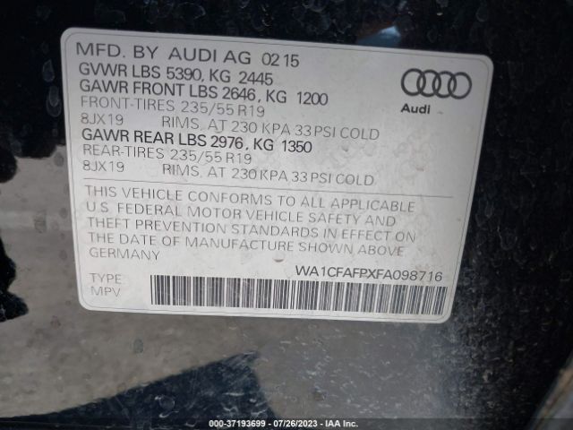 WA1CFAFPXFA098716 Audi Q5 PREMIUM