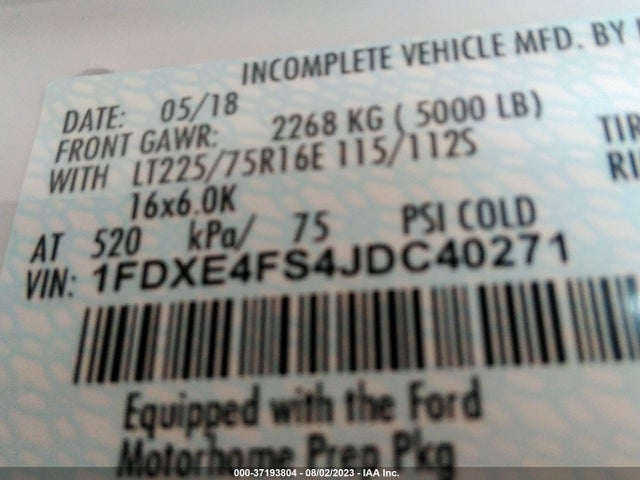 2018 Ford E-Series, VIN: 1FDXE4FS4JDC40271