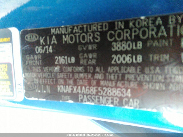 2015 KIA FORTE LX VIN: KNAFX4A68F5288634