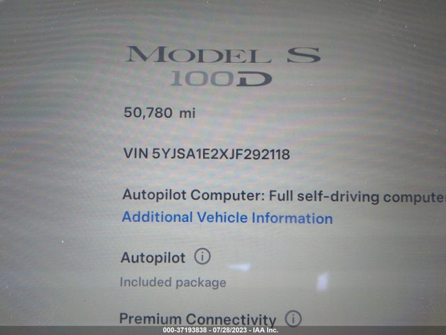 Tesla Model S 75d/100d/p100d 2018 5YJSA1E2XJF292118 Image 6