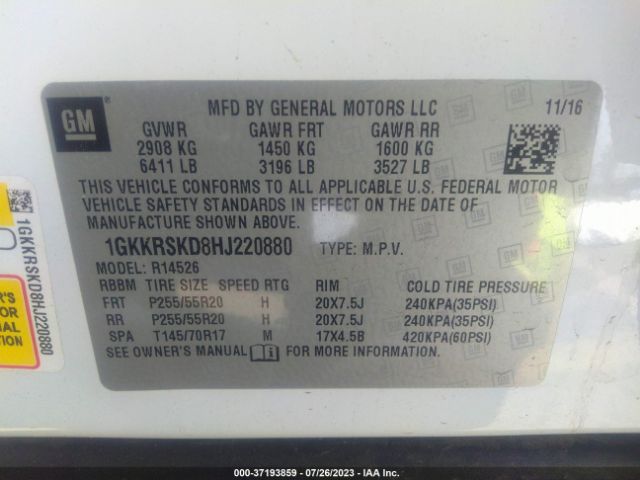 1GKKRSKD8HJ220880 GMC Acadia Limited Limited