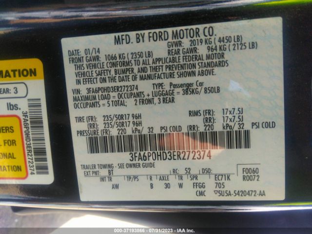 3FA6P0HD3ER272374 Ford FUSION SE