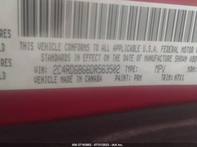 37193982 :رقم المزاد ، 2C4RDGBG6DR563502 vin ، 2013 Dodge Grand Caravan Se مزاد بيع