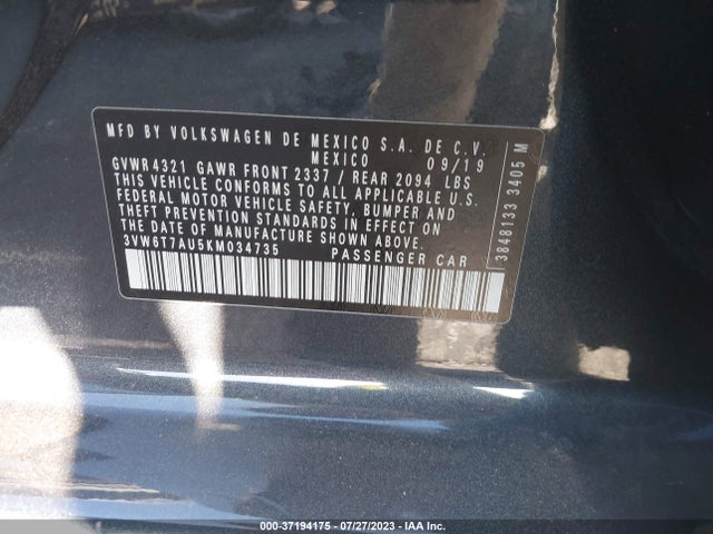3VW6T7AU5KM034735 Volkswagen Golf Gti S/se/autobahn