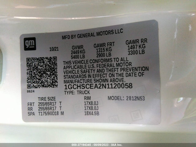 Chevrolet Colorado 2wd Lt 2022 1GCHSCEA2N1120058 Image 9
